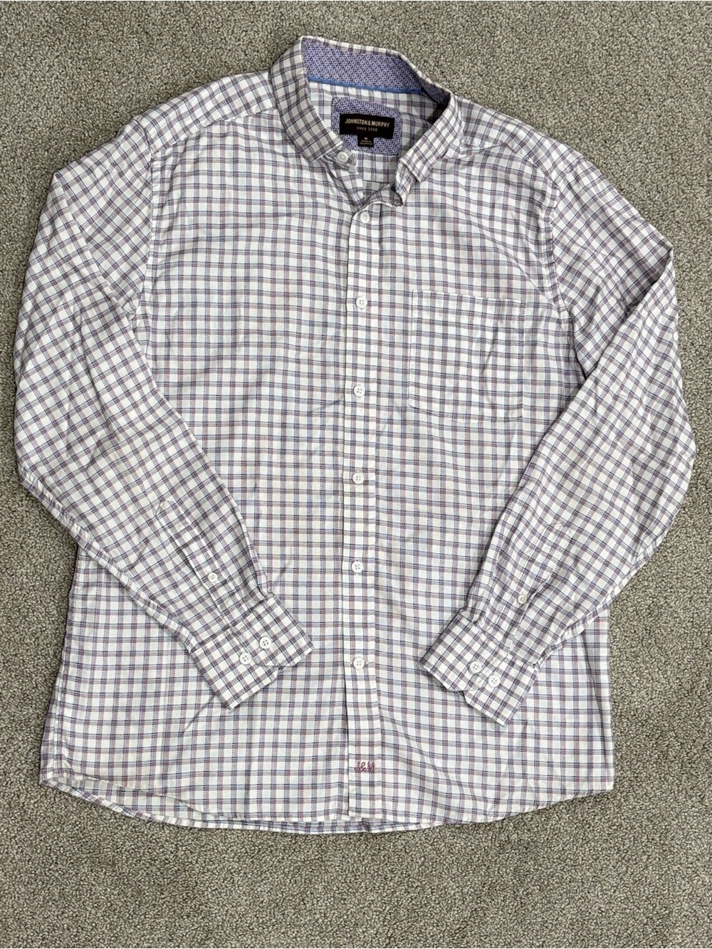 Johnston & Murphy Men's Long-Sleeve Check Button-Up - Blue & White